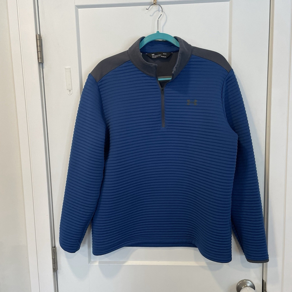 Under Armour Men’s Blue Loose Fit ColdGear 1/4 Zip Pullover Sweater - L